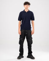 KNIT POLO BLUEBLACK