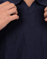 KNIT POLO BLUEBLACK